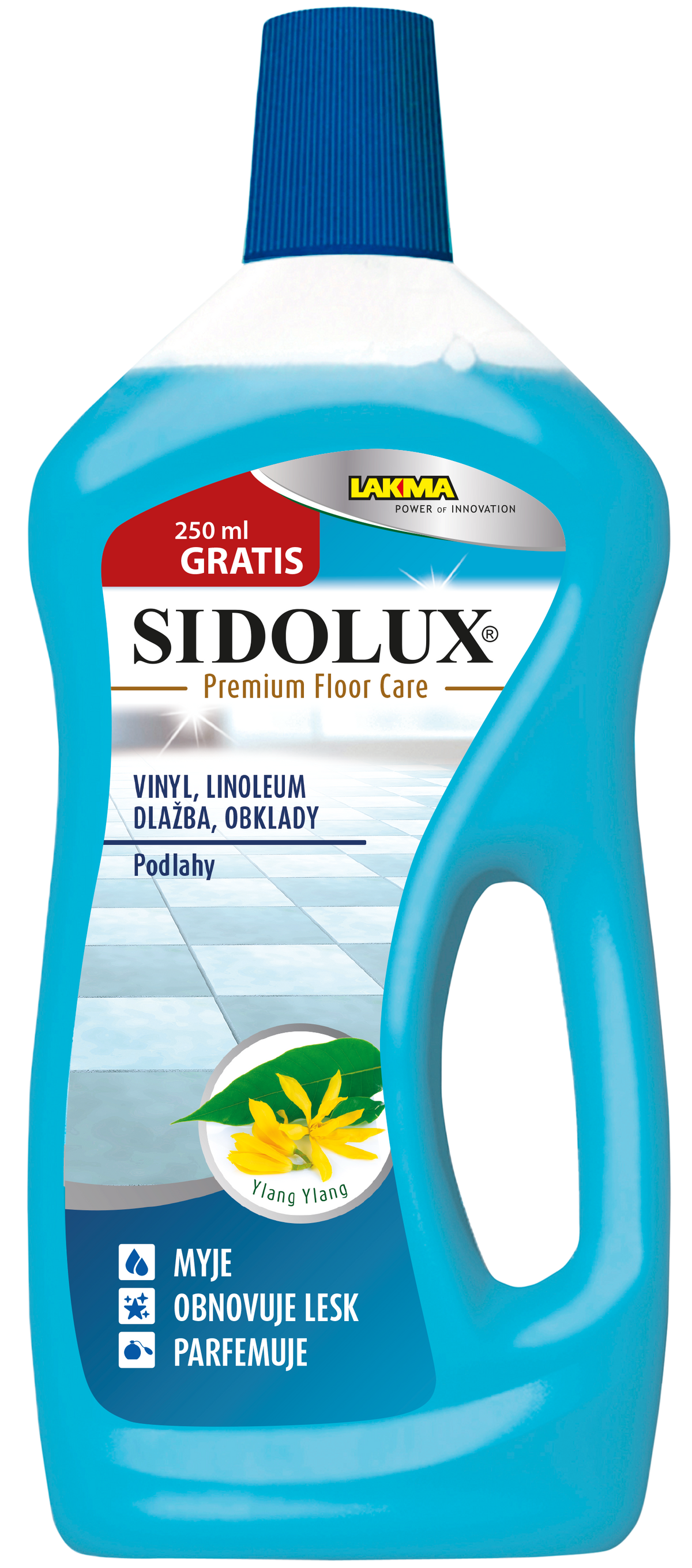 SIDOLUX PREMIUM FLOOR CARE VINYL, LINOLEUM, DLAŽBA, OBKLADY - YLANG YLANG 0.75L