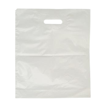 Taška igelitová 38x45+5cm, 55my, průhmat, bílá, 1ks