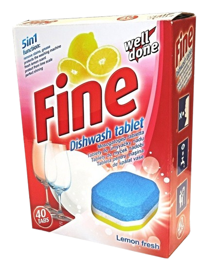 Welldone Fine 5v1 na nádobí 40ks, tablety do myčky Lemon fresh