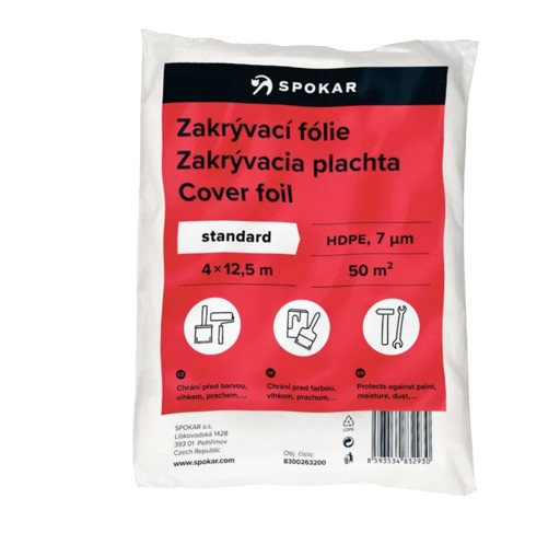 Zakrývací fólie 4x12,5m HDPE 7my